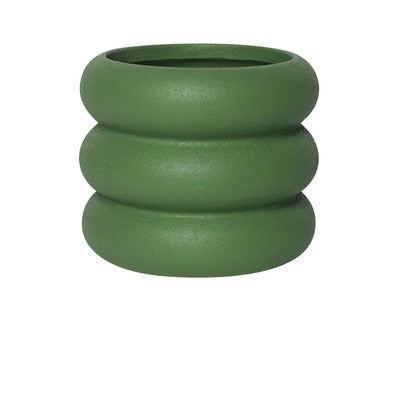 Green Round Rolls Ceramic Plant Pot