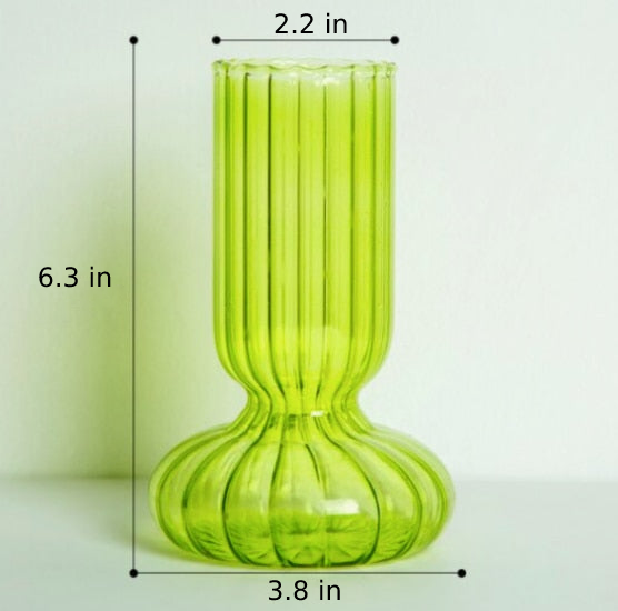 Minimalist European Glass Geometric Vase Round Bottom Green