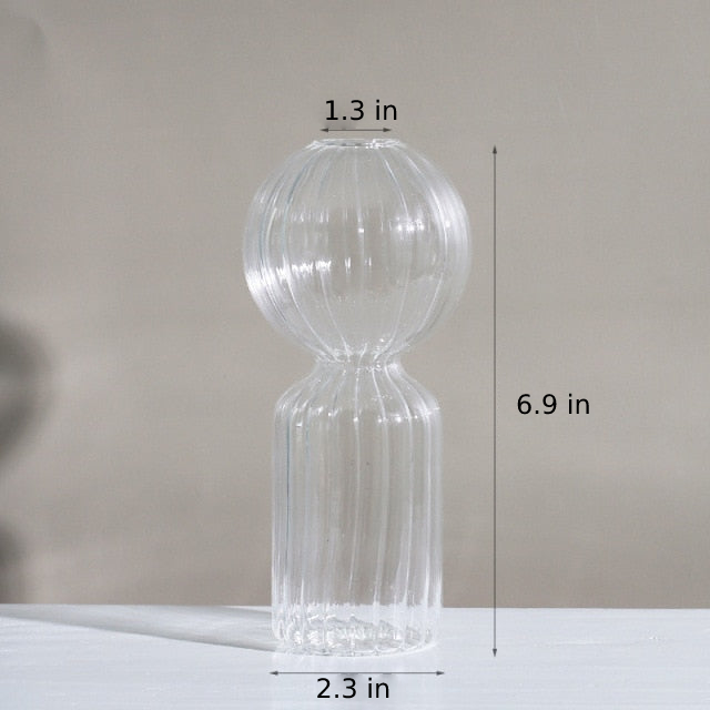 Minimalist European Glass Geometric Vase Clear Round Top
