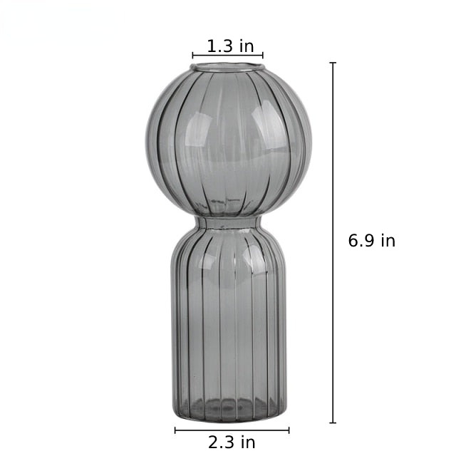 Minimalist European Glass Geometric Vase Grey