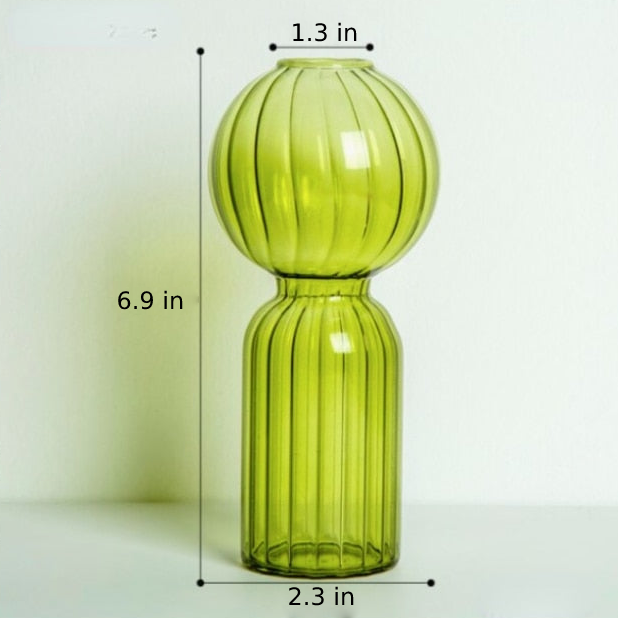 Minimalist European Glass Geometric Vase Green Round Top