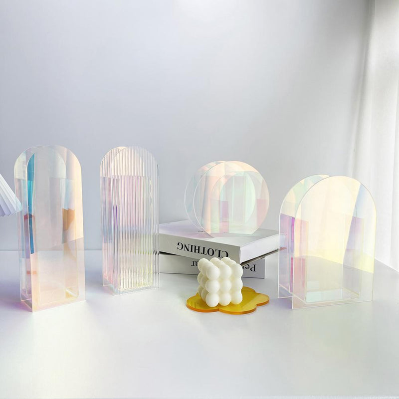 Acrylic Transparent Rainbow Tint Geometric Shaped Vase