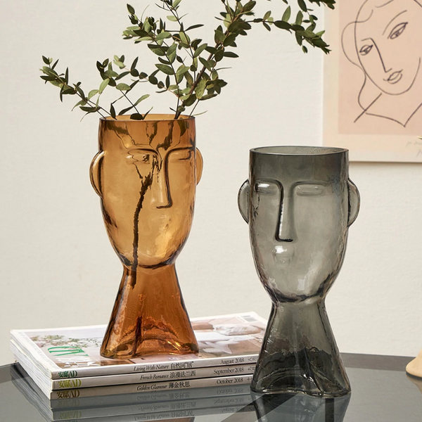 Vases Glass Face Model Style for Home Table Decoration 