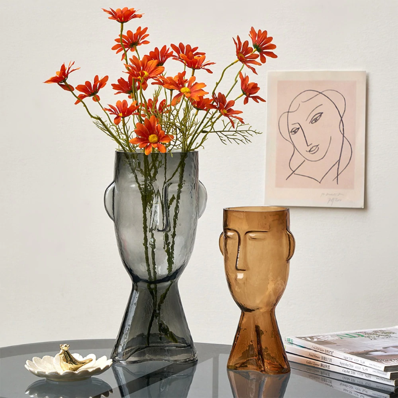 Vases Glass Face Model Style for Home Table Decoration 