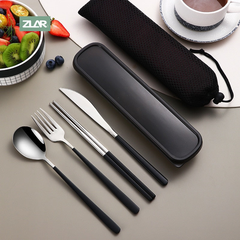 Stainless Steel Mirror Polish Easy Grip Dinnerware Elegant Black