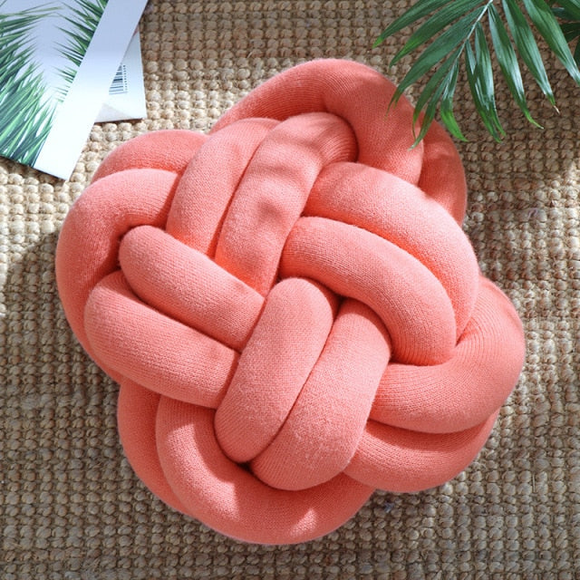 Pink Round Macrame Knot Cushion