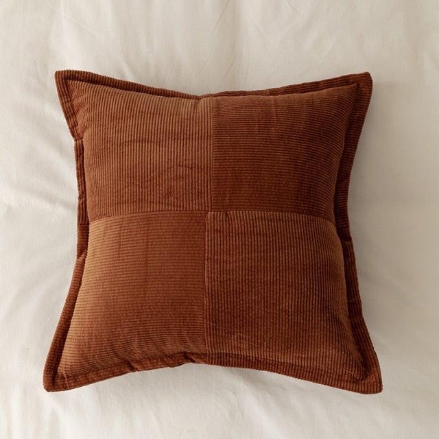 Square Rust Red Ribbed Pillowcase 