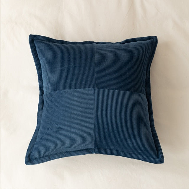 Square Blue Ribbed Pillowcase 
