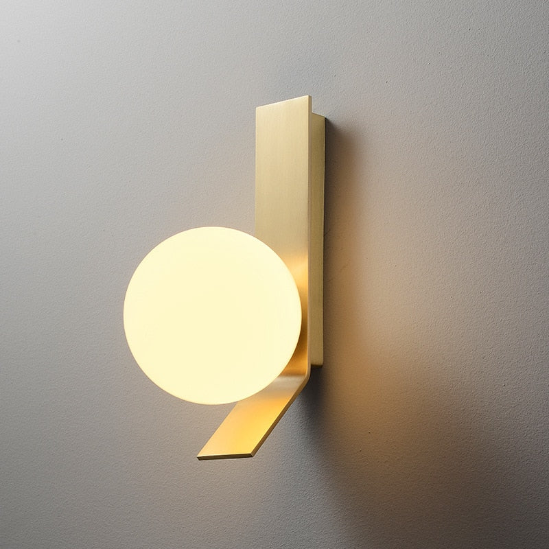 Round Orb Gold Base Wall Mounted Indoor Light 