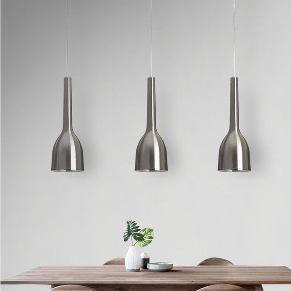 Nickel Silver Pendant Lamp LED Cylindrical Modern Style for Dining or Room Bar