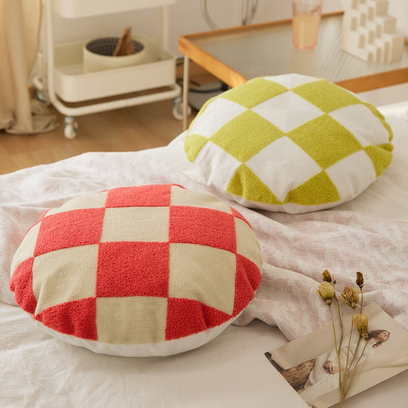 Round Cotton Embroidered Football Pattern Pillow Cover