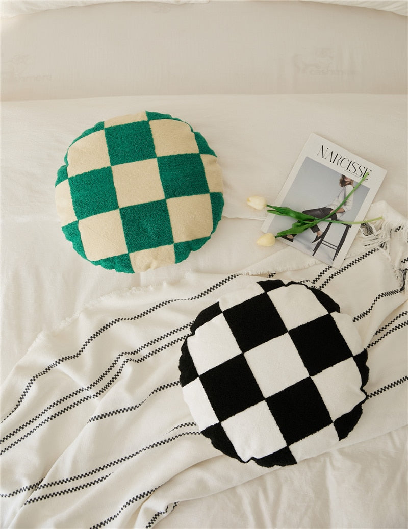 Round Cotton Embroidered Football Pattern Pillow Cover 
