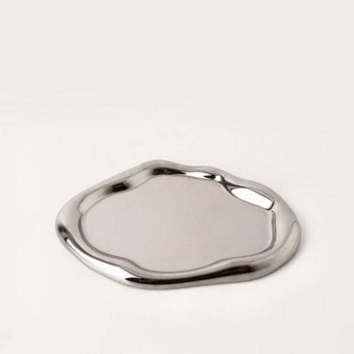 Decorative Accents Cookies & Chrome Plated Ceramic Tray & Dish