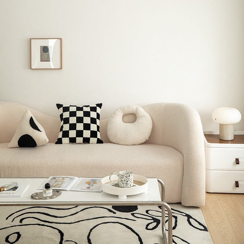Pillows in Black and White Cushion Geometric Shape for Living Room