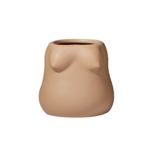 Feminine Nature Shaped Ceramic Vases neutral colors hand painted organic woman curves bust