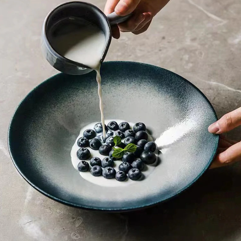 Gradient Stoneware Porcelain Organic Japanese Ceramic Dinnerware for Salad and Soup Bowl