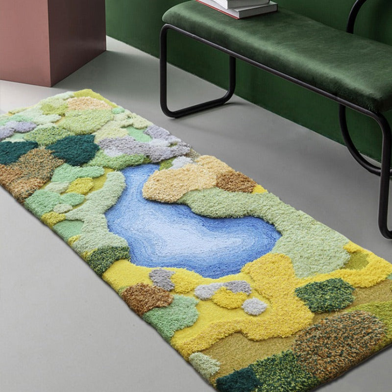 3d Handmade Wool rug Artisanal design hand dyed tufted rug