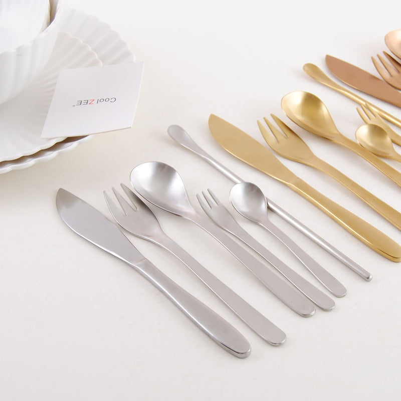 Japanese Style Rose Gold Gold Silver Stainless Steel Tableware Set