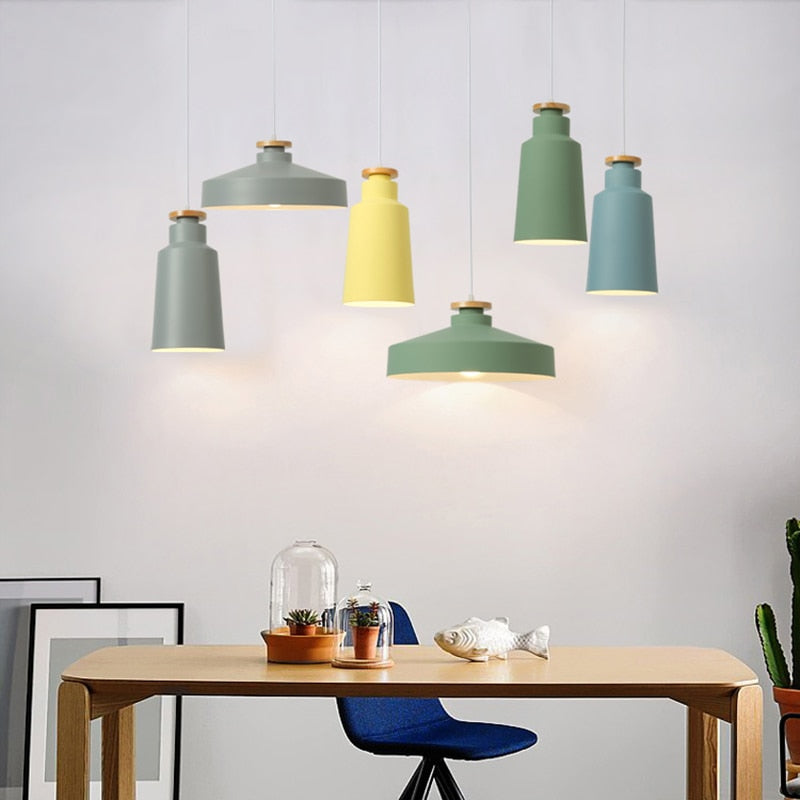 round dome cone colorful metal wood pendant lights