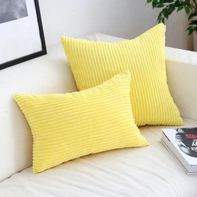 Corduroy Cushion Covers in Bright colors 17x17 24x24 Yellow