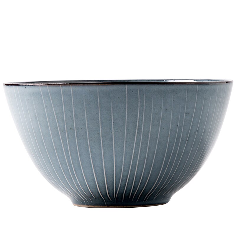 Large Round Deep Gray Blue Bowl