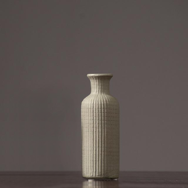 Textured Ceramic Bottle Vases for Modern Home Decor Cement