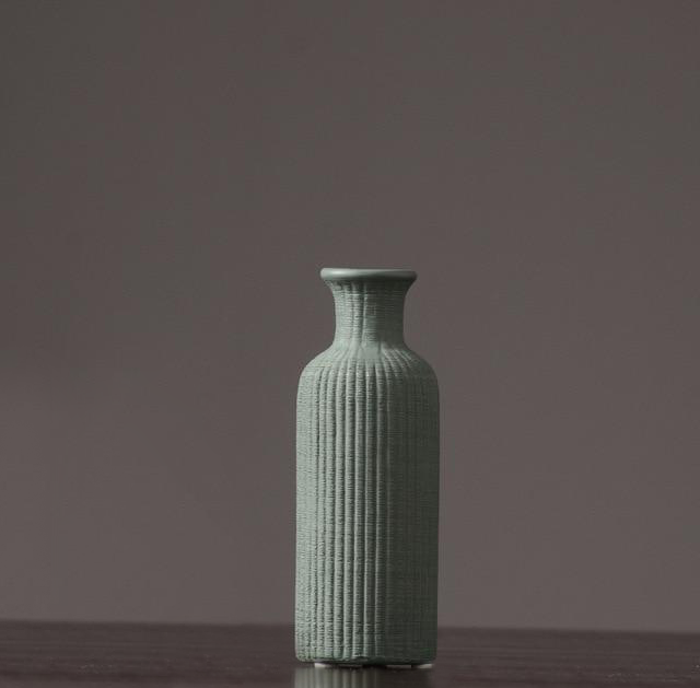 Textured Ceramic Bottle Vases for Modern Home Decor Jade
