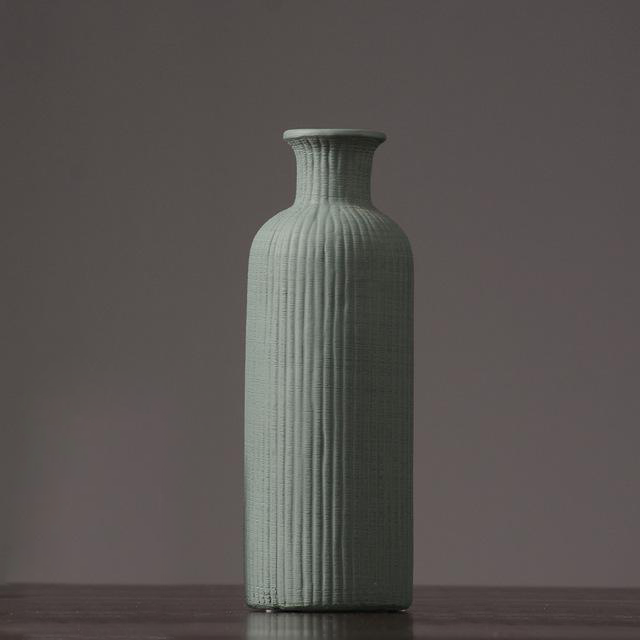 Textured Ceramic Bottle Vases for Modern Home Decor Jade