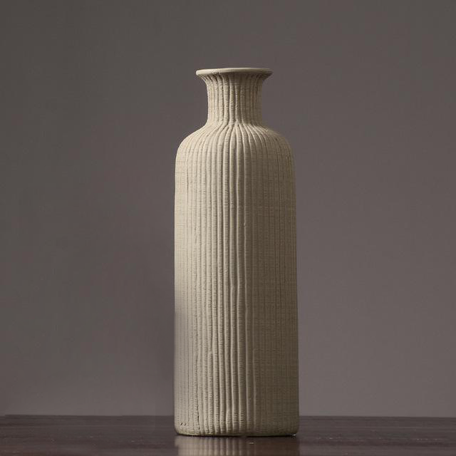 Textured Ceramic Bottle Vases for Modern Home Decor Cement