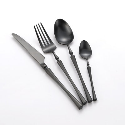 stainless steel matte finish black cutlery set