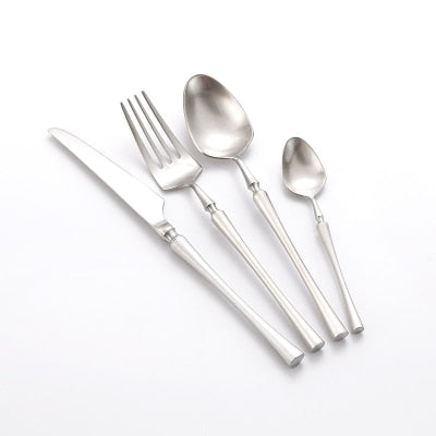 stainless steel matte finish silver cutlery set