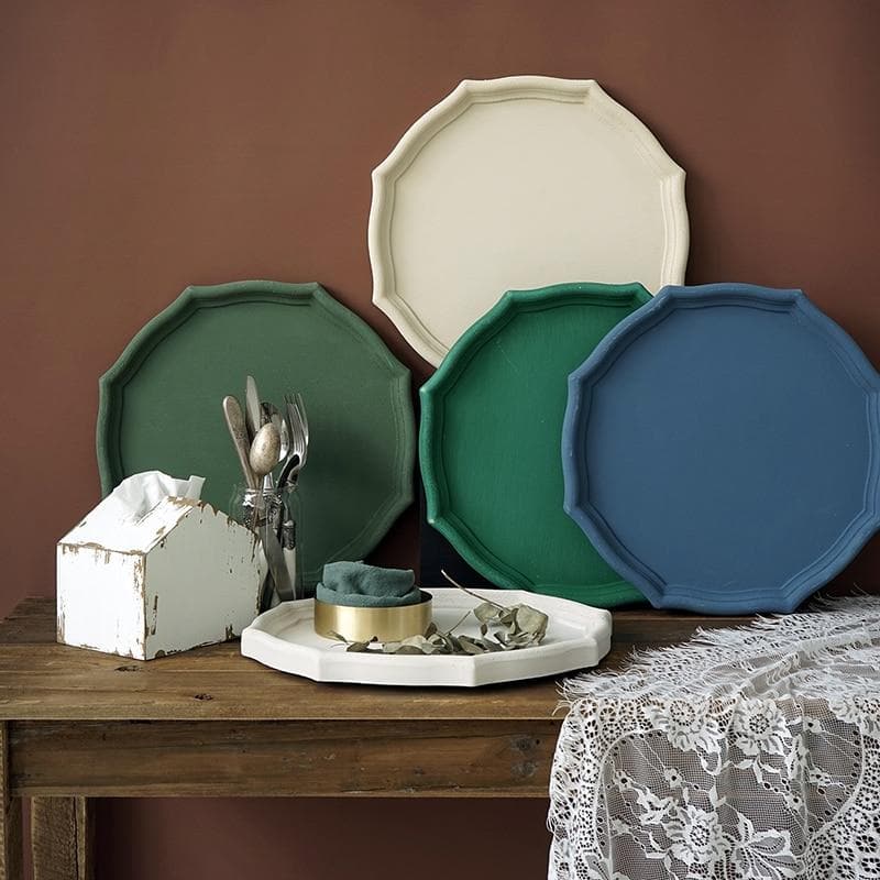 Wooden geometric shapes Matte neutral color serving trays