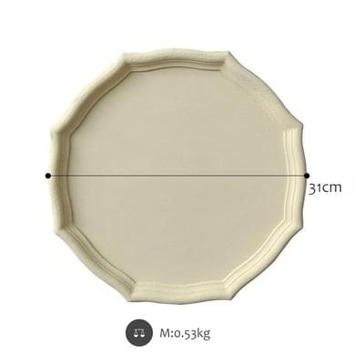 Wooden geometric shapes Matte beige serving tray