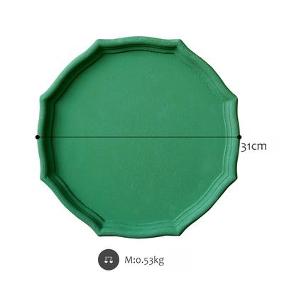 Wooden geometric shapes Matte green serving tray