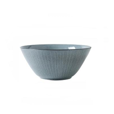 Grey silver blue stripe pattern porcelain ceramic bowl