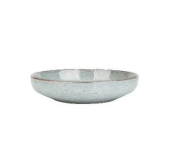 Grey silver blue stripe pattern porcelain ceramic deep plate