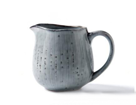 Grey silver blue stripe pattern porcelain ceramic teapot