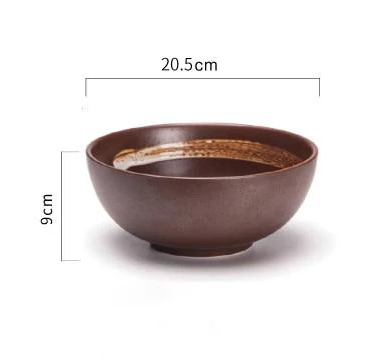 Japanese Ceramic Porcelain Bowls and Plates for Modern Kitchen Brown