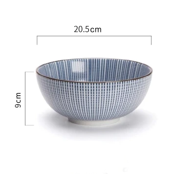 Japanese Ceramic Porcelain Bowls and Plates for Modern Kitchen Blue White 