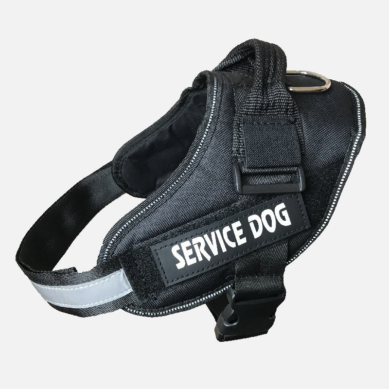 black  Service Dog Customizable & Adjustable Reflective Pet Harness