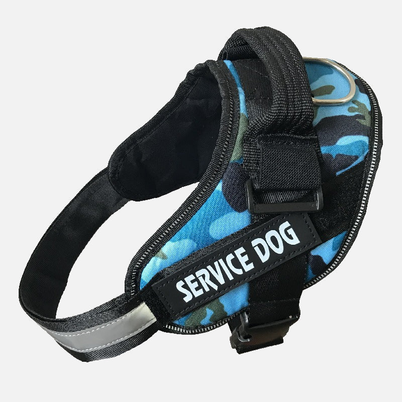 blue camo camouflage Service Dog Customizable & Adjustable Reflective Pet Harness