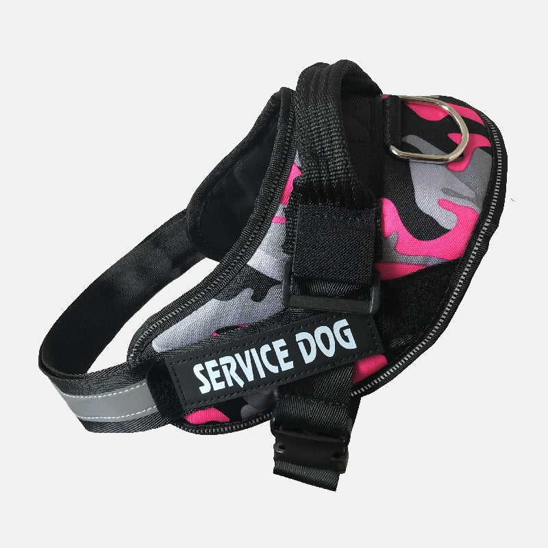 pink camo camouflage Service Dog Customizable & Adjustable Reflective Pet Harness