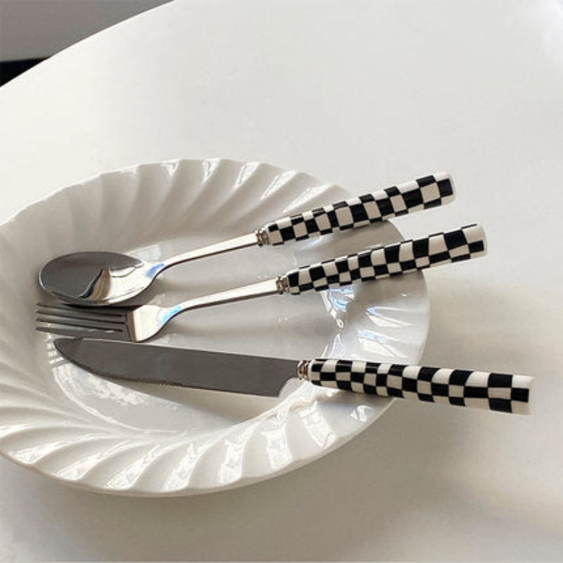 Silverware with Ceramic Handles - Knives, Forks, Spoons and