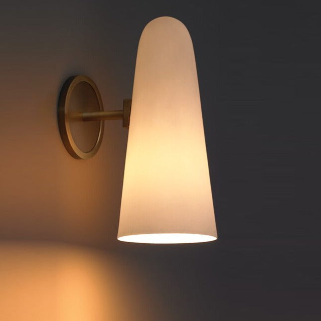 Milk Glass & Antique Brass LED Wall Lamp